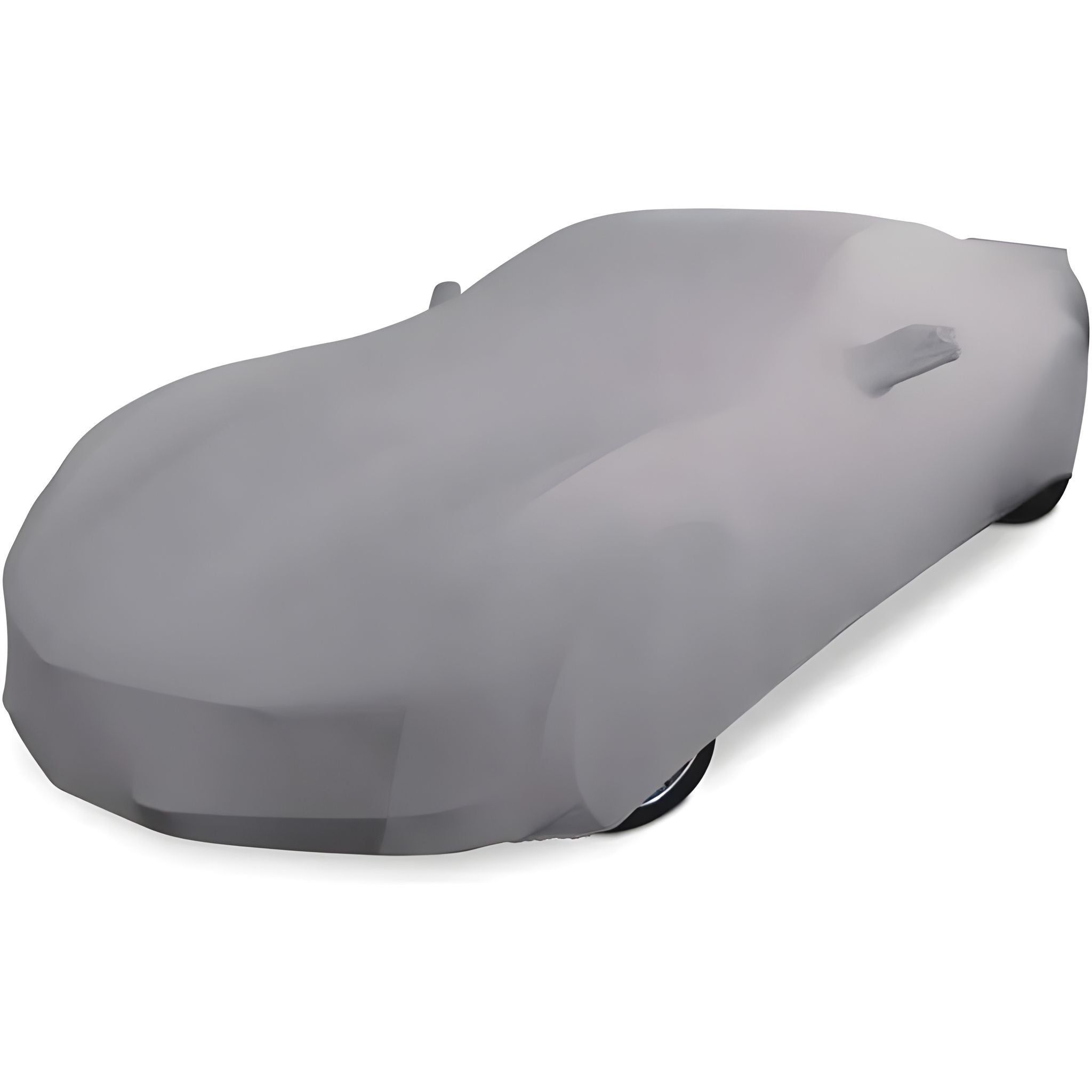 Light Grey custom indoor car cover with fleece lining shown on luxury vehicle